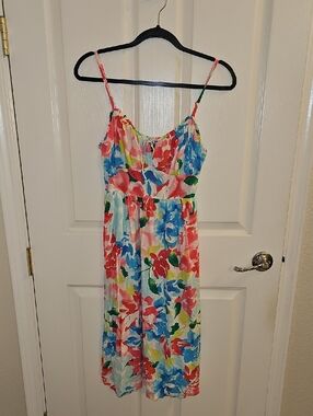 Old Navy Multicolor Floral Sundress - White, Red, Blue, Green, Yellow